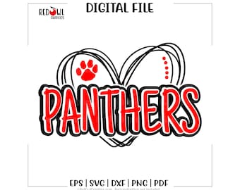 Panther svg, Panthers svg, Heart, Love, Panther, Panthers, Paw, svg, dxf, eps, png, pdf, sublimation, cut file, htv, vector, digital