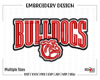 Bulldog, Bulldogs, Embroidery Design, Mascot, School, Bulldog Embroidery, Embroidery, Machine, Design, dst, xxx, pes, exp, jef, vip, sew