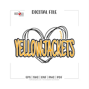 Yellowjacket svg, Heart, Love, Jacket, Jackets, yellowjackets, svg, dxf, eps, png, pdf, sublimation, cut file, htv, vector, digital