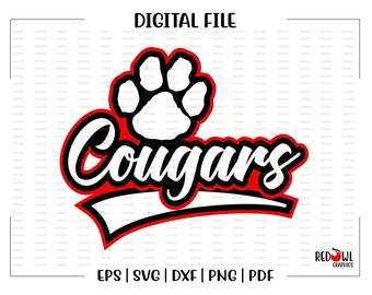 Cougar svg, Cougars svg, Cougar, Cougars, Clipart, Mascot, School, svg, dxf, eps, png, pdf, sublimation, cut file, htv, vector, digital