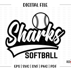Softball svg, Shark Softball svg, Shark, Sharks, Softball, svg, dxf, eps, png, pdf, sublimation, cut file, htv, clipart, design, digital