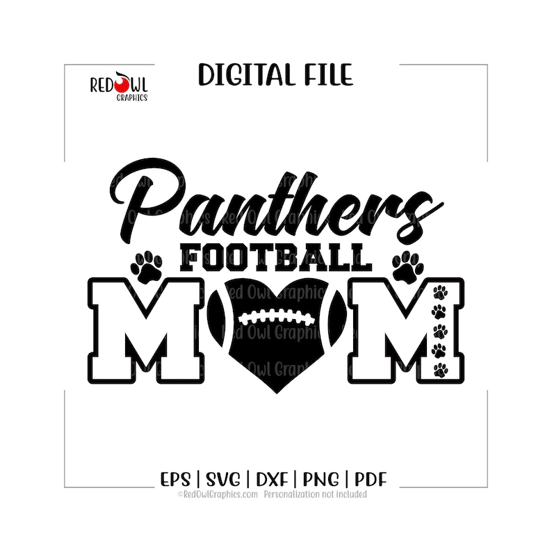 Football Mom svg, Panther Football Mom svg, Panther, Panthers, Football, Mom, svg, dxf, eps, png, pdf, sublimation, cut file, htv, vector image 1