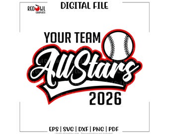 Custom, Personalized, Baseball svg, All Star svg, Baseball, All Star, All-Stars, Mascot, svg, dxf, eps, png, pdf, sublimation