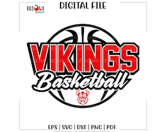 Baloncesto Vikingos SVG, Vikingo, Mascota del Equipo, Escuela, SVG, DXF, EPS, PNG, PDF, Sublimación, Archivo de Corte, Mamá, Papá, Entrenador