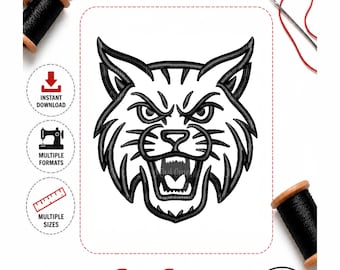 Wildcat, Bobcat, Embroidery Design, Mascot, School, Wildcats, Bobcats, Machine, dst, xxx, pes, exp, jef, vip, sew