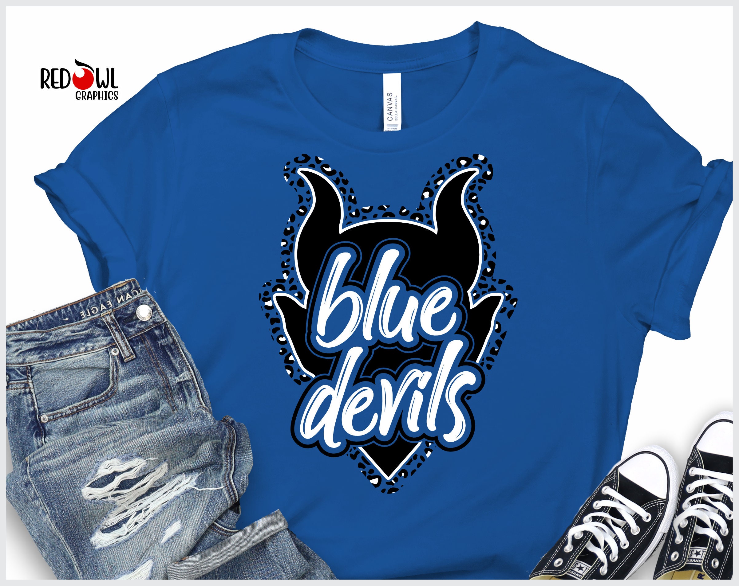Blue Devil Shirt, Blue Devils T-shirt, Leopard, Cheetah, T