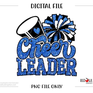 Cheerleader png, Cheer png, Cheerleading png, Royal Blue, Glitter, Sparkle, Clipart, Mascot, School, png, sublimation, printable, digital