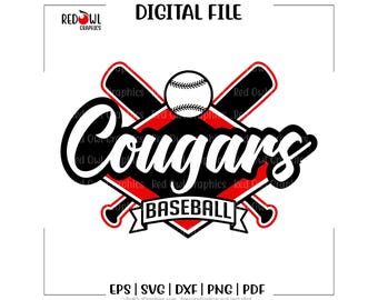 Baseball svg, Cougar Baseball svg, Cougar, Cougars, Baseball, svg, dxf, eps, png, pdf, sublimazione, file tagliato, htv, vettore, digitale