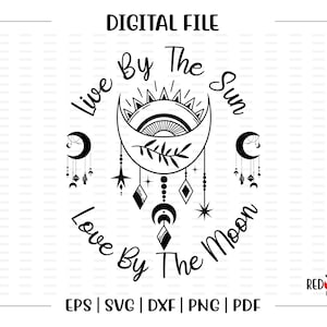 Live By The Sun svg, Love By the Moon svg, Triple Moon svg, Moon, Sun, Witchy, Goddess, Pagan, Wiccan, Moon, Witch, svg, dxf, eps, png, pdf