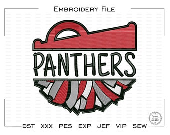 Cheer, Cheerleader, Cheerleading, Panther, Embroidery Design, Mascot, School, Embroidery, Machine, Design, dst, xxx, pes, exp, jef, vip, sew