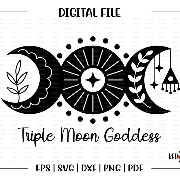 Triple Moon Goddess svg, Triple Moon svg, Moon, Sun, Witchy, Goddess, Pagan, Wiccan, Moon, Goddess svg, Witch, svg, dxf, eps, png, pdf