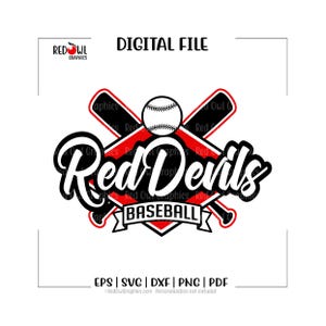 Baseball svg, Red Devil Baseball svg, Red Devil, Devils, Baseball, vector, Team, Mascot, svg, dxf, eps, png, pdf, sublimation, cut file, htv
