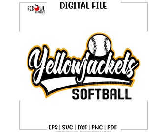 Yellowjacket Softball svg, Yellow Jackets, Team Mascot, Coach, Mom, Dad, School, svg, dxf, eps, png, pdf, sublimation, cut file