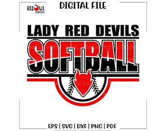 Softball svg, Red Devil Softball svg, Red Devil, Devil, Softball, svg, dxf, eps, png, pdf, sublimation, cut file, htv, vector, digital