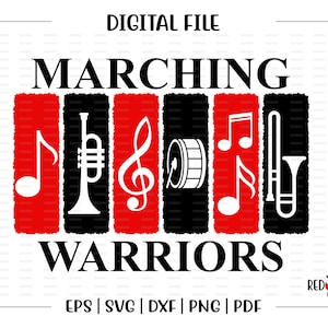 Marching Band svg, Warrior Band svg, Warrior, Warriors, Band, Marching, Marching Warrior, svg, dxf, eps, png, pdf, sublimation, cut file