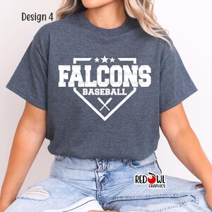 Falcons Baseball Shirt, Personalized, T-shirt, Sweatshirt, Hoodie, Team Mascot, School, Coach, Mom, Dad, Gift afbeelding 4