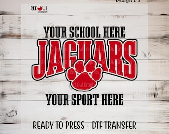 Jaguars DTF Transfer, Ready To Press, Personalized, Heat Transfer, Team Mascot, School Spirit, Teacher, Coach, Mom, Dad