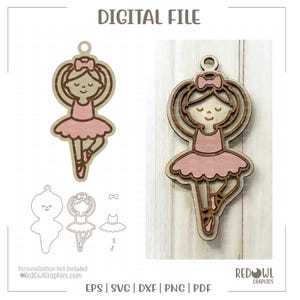 Ballerina Ornament SVG, Layered Ballet Ornament, Dancer, 3D Ballerina Cut File, Laser Engraving, Christmas, svg,dxf,pdf,png,eps