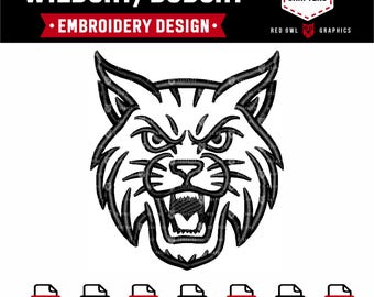 Wildkatze, Bobcat, Stickdatei, Maskottchen, Schule, Wildkatzen, Bobcats, Maschine, dst, xxx, pes, exp, jef, vip, nähen