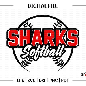 Softball svg, Shark Softball svg, Shark, Sharks, Softball, svg, dxf, eps, png, pdf, sublimation, cut file, htv, clipart, design, digital