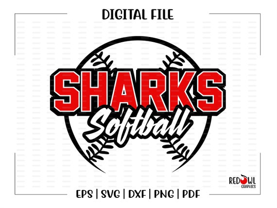 Softball Svg Shark Softball Svg Shark Sharks Softball | Etsy