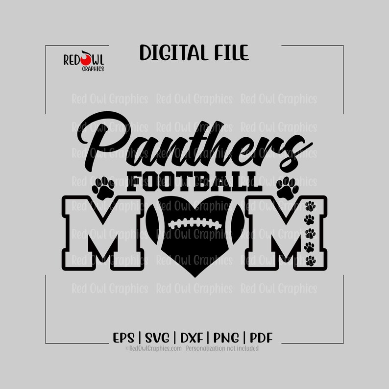 Football Mom svg, Panther Football Mom svg, Panther, Panthers, Football, Mom, svg, dxf, eps, png, pdf, sublimation, cut file, htv, vector image 2
