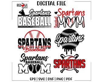 Spartans Baseball svg Bundle, Spartan, Team Mascot, Coach, Mom, Dad, svg, dxf, eps, png, pdf, sublimation, cut file, htv