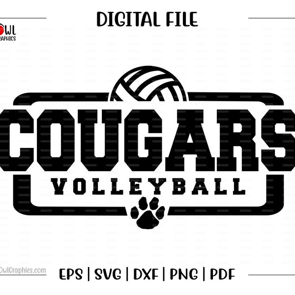 Volleyball svg, Cougar Volleyball svg, Cougar, Cougars, Volleyball, svg, dxf, eps, png, pdf, sublimation, cut file, htv, vector, digital