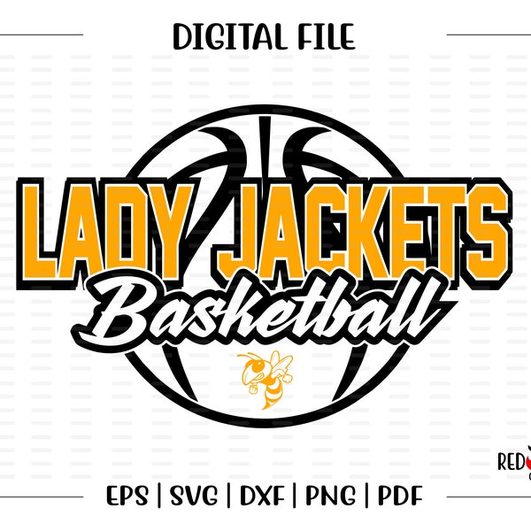 Basketball svg, Lady Jackets Basketball, Yellowjacket,Lady, Jacket, Basketball, svg, dxf, eps, png, pdf, sublimation, cut file, htv, vector