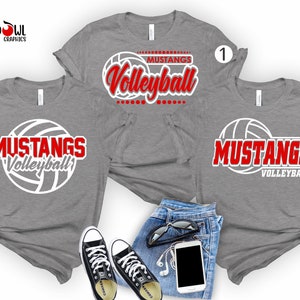 Mustangs Volleyball T-Shirt, Personalized Volleyball shirt, Mustangs, Volleyball, T-Shirt, Shirt,School Spirit, Gift for Volleyball, Mascot,