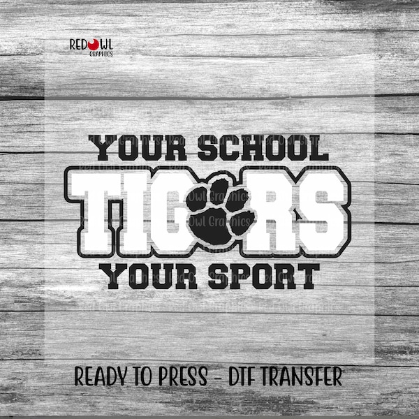 Tigres DTF, Transferencia de Tigres, Listo para presionar, Deporte Escolar