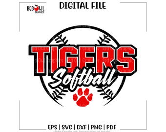 Softball svg, Tiger Softball svg, Tiger, Tigers, Softball, svg, dxf, eps, png, pdf, sublimation, cut file, htv, vector, digital