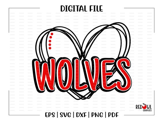 Wolves Svg Heart Love Wolves Wolf Svg Dxf Eps Png | Etsy