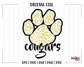 Cougar Svg, Paw Svg, Cougar, Cougars, Paw, Leopard Paw, Cheetah ...