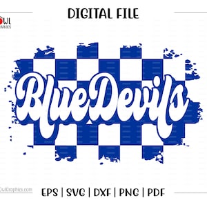 Blue Devil svg, Blue Devils svg, Blue Devil,Retro, Checker, Devil, svg, dxf, eps, png, pdf, sublimation, cut file, htv, vector, digital