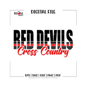 Red Devils Cross Country, Digital File, Team Mascot, Coach, School, svg, dxf, eps, png, pdf, sublimation, cut file, htv, clipart, design