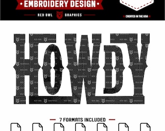 Howdy Embroidery Design, Western Cowgirl Embroidery File, Country Western Machine Embroidery, Cowboy, dst,xxx,pes,exp,jef,vip,sew