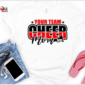 Cheer Mom Shirt, Personalized Cheer Mom T-Shirt, Cheer Mom, T-Shirt, Football, T-Shirt, Shirt, Tee, School Spirit, Mascot,Cheerleading, Mom