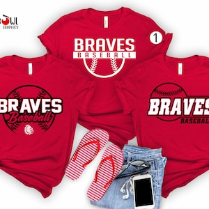 Braves Baseball T-Shirt, Personalized Braves shirt, Braves, T-Shirt, Shirt, School Spirit, Gift for Baseball, Mom, Dad