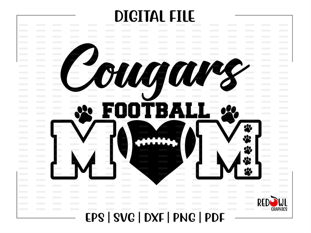 Football Mom Svg, Cougar Football Mom Svg, Cougar, Cougars, Football