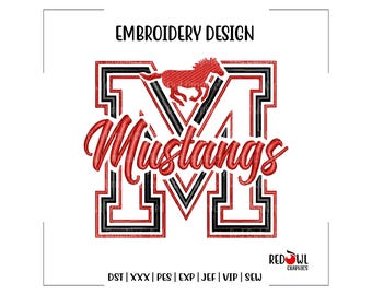 Mustang, Mustangs, Embroidery Design, Mascot, School, Mustang Embroidery, Embroidery, Machine, Design, dst, xxx, pes, exp, jef, vip, sew