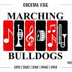 Marching Band svg, Bulldog Band svg, Bulldog, Bulldogs, Band, Marching, svg, dxf, eps, png, pdf, sublimation, cut file, htv