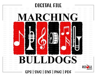 Marching Band svg, Bulldog Band svg, Bulldog, Bulldogs, Band, Marching, svg, dxf, eps, png, pdf, sublimation, cut file, htv