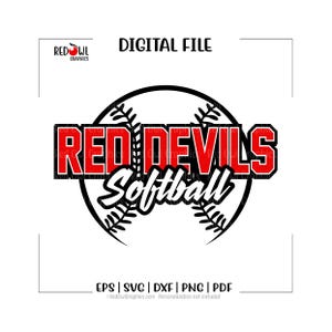 Softbal svg, rode duivel softbal svg, rode duivel, duivel, softbal, svg, dxf, eps, png, pdf, sublimatie, gesneden bestand, htv, vector, digitaal