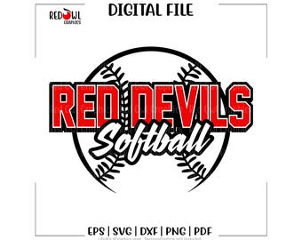 Softball svg, Red Devil Softball svg, Red Devil, Devil, Softball, svg, dxf, eps, png, pdf, sublimation, cut file, htv, vector, digital