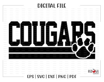 Cougar Pride Mascot SVG Digital Cut File PNG - Etsy