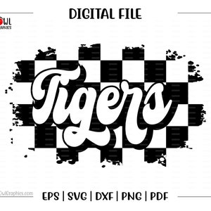Tiger svg, Tigers svg, Tiger, Tigers, Retro, Checker, Mascot, School, svg, dxf, eps, png, pdf, sublimation, cut file, htv, vector, digital