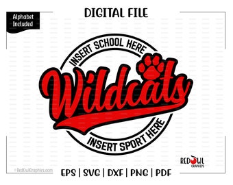 Wildcat svg, Wildcats svg, Wildcat, Wildcats, Mascot, football, basketball svg, dxf, eps, png, pdf, sublimation, cut file, clipart, design