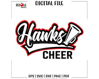 Hawks Cheerleading svg, Team Mascot, Coach, Mom, Dad, Cheer, Cheerleader, svg, dxf, eps, png, pdf, sublimation, cut file