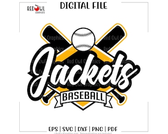 Baseball svg, Jackets Baseball, Yellow Jacket, baseball, jackets, yellowjackets, svg, dxf, eps, png, pdf, sublimation, cut file, htv, vector